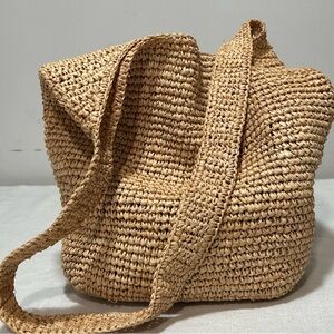 Jenni Kayne Tan Woven Tote Bag Crossbody Boho Beach